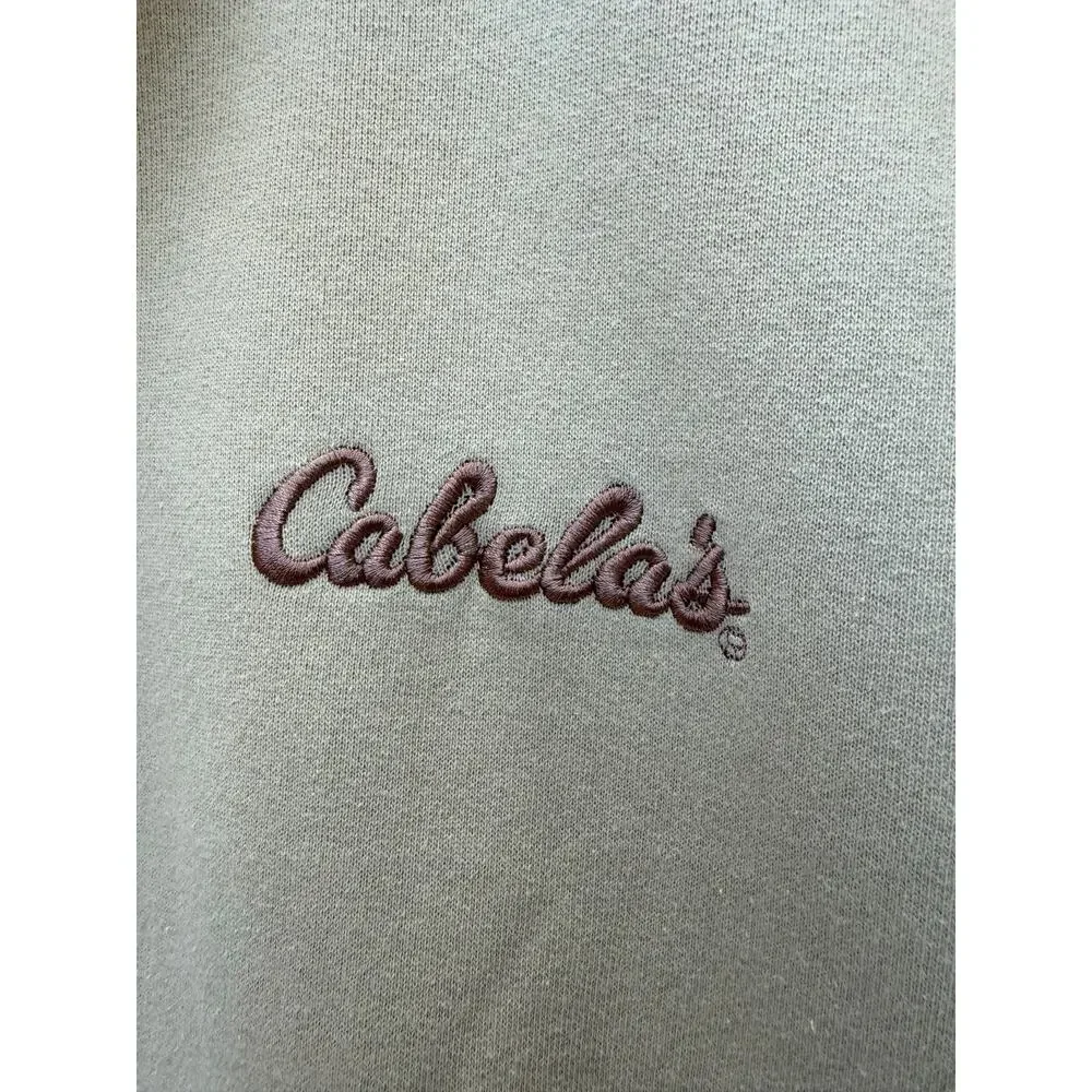 Cabelas Sweatshirt Mens XL Beige Full Zip Embroidered Logo